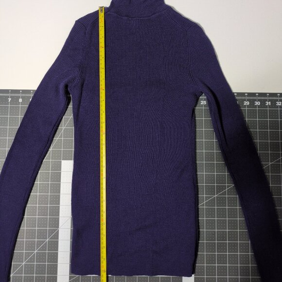 Uniqlo Wool Turtleneck Sz Small Purple Ribbed Knit Stretchy Long Sleeve READ - Picture 11 of 13